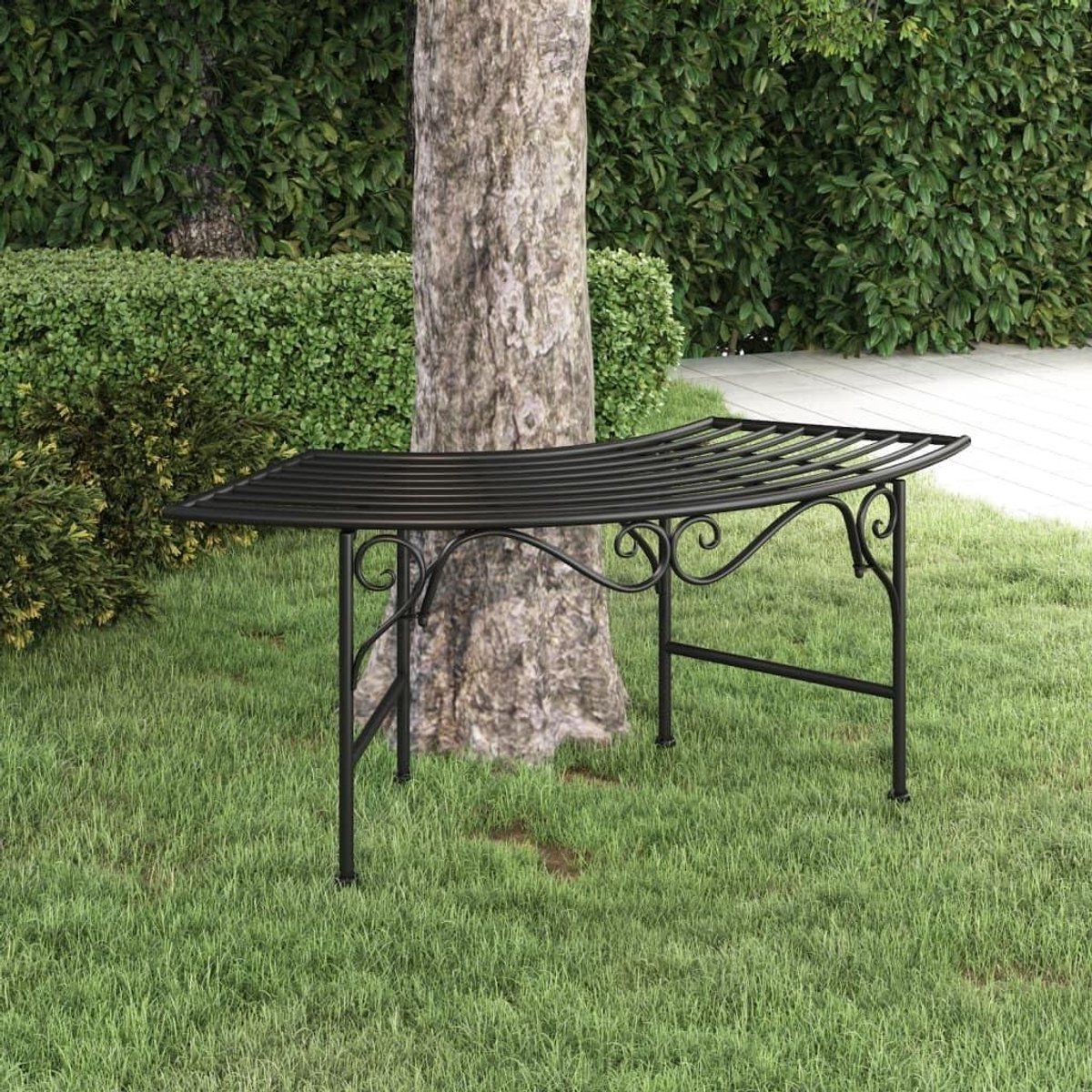 halfronde boombank tuinbank metaal ontspannen in tuin