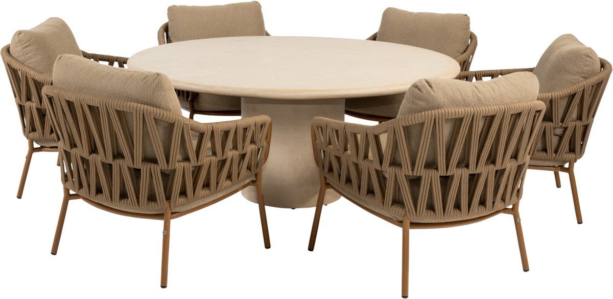 hampton biarritz low dining tuinset 160xh69 cm rond 7 delig