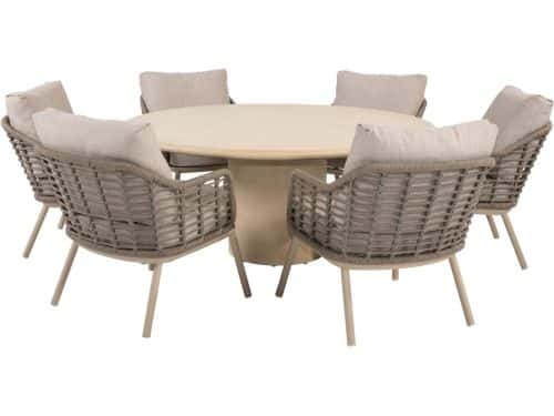 Hampton Puglia low dining tuinset 160xH69 cm 7 delig mortex