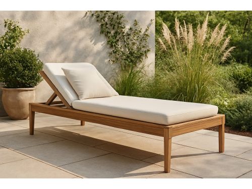 Handgemaakt Teakhouten Ligbed - Verstelbare Rugleuning - Luxe Tuinligstoel