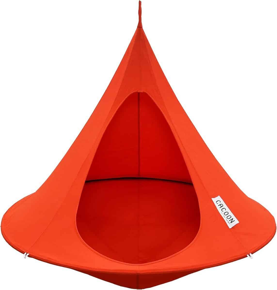 hangstoel buiten en binnen rode enkele cocoon schommelstoel