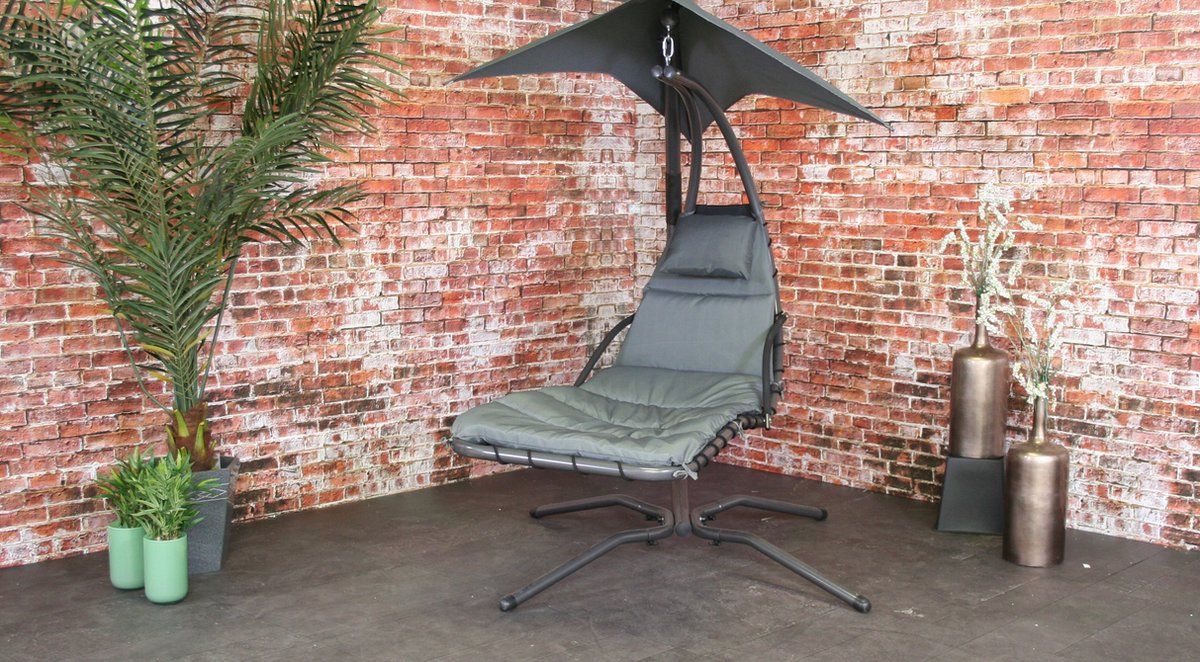 hangstoel honolulu met parasol antraciet