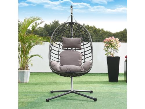 Hangstoel Kandsvas met standaard grijs 198x110x95 cm [en.casa]