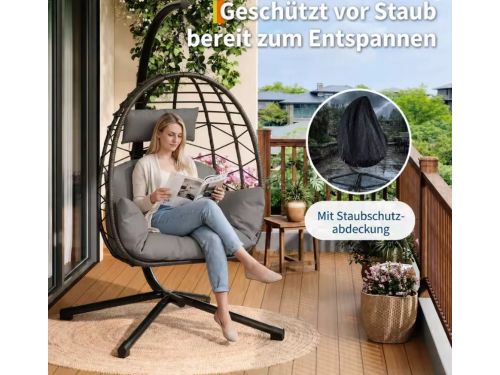Hangstoel met Standaard - Egg Chair - Inclusief Comfortabele Kussens