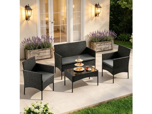 HAUSS SPOLE Loungeset - 4-Delige Stoel-Bank Set Met Kussens En