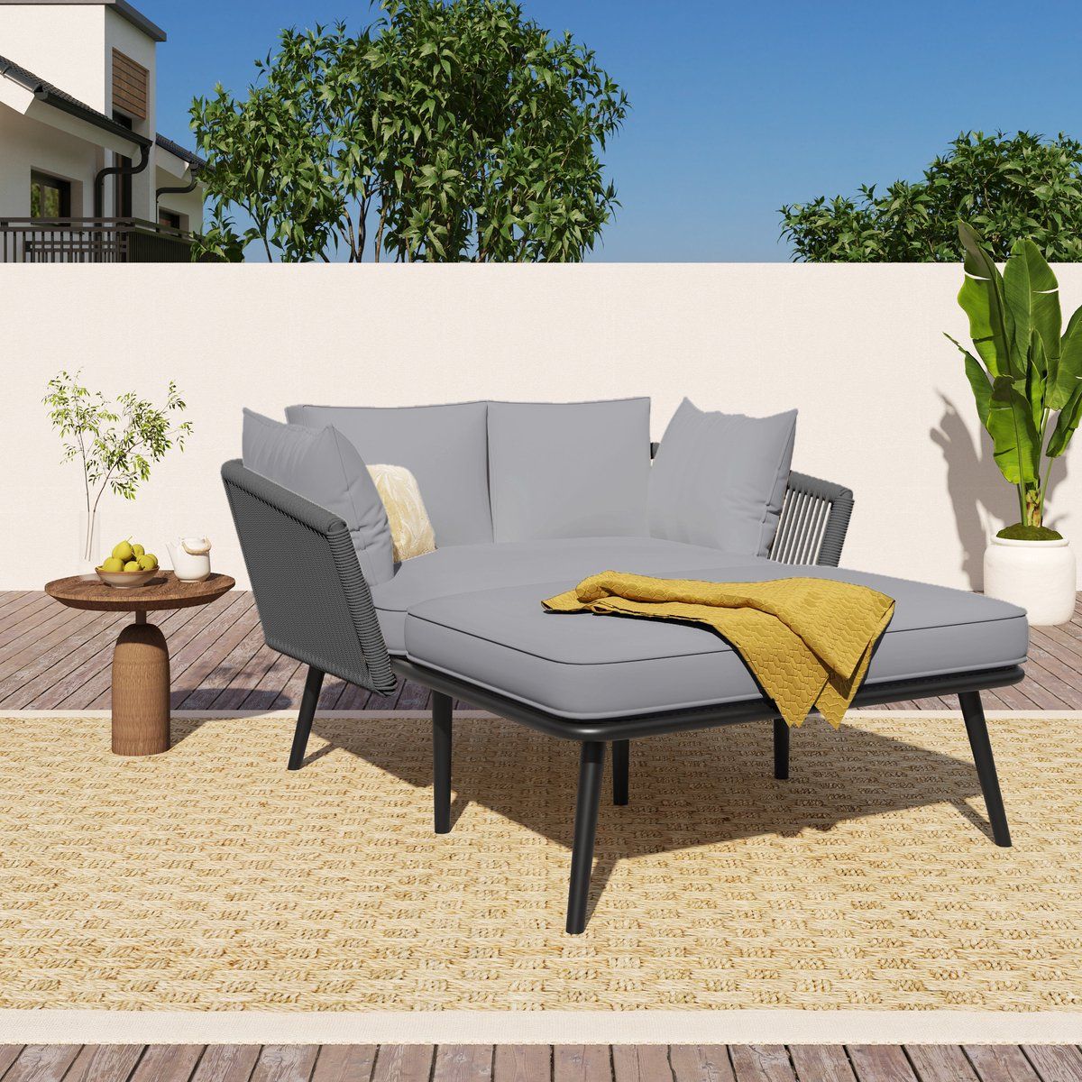 hauss spole tuinbank ligbed met kussens verstelbare loungesofa voor