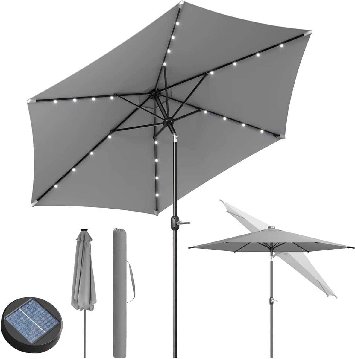 hhhk parasol met led grijs 292x247cm