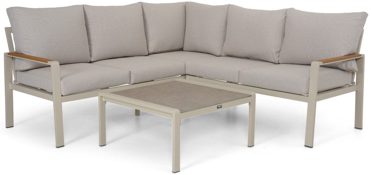 hoek loungeset 5 personen aluminium taupe domani furniture leaf