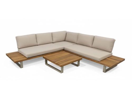 Hoek loungeset Bastan | Sand | Acacia & Aluminium
