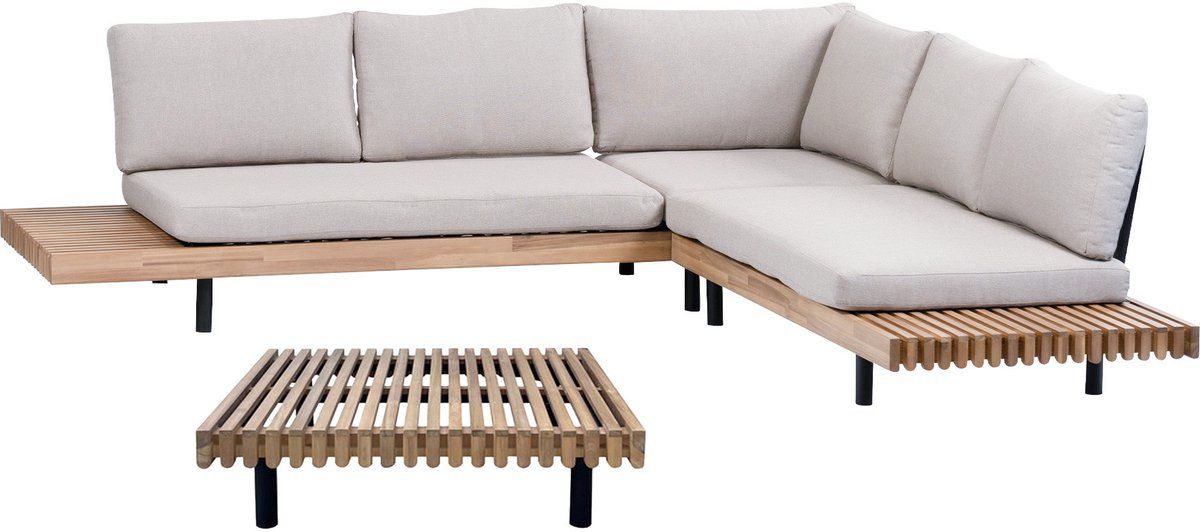 hoek loungeset lissabon 3 delig | acacia teaklook & sand
