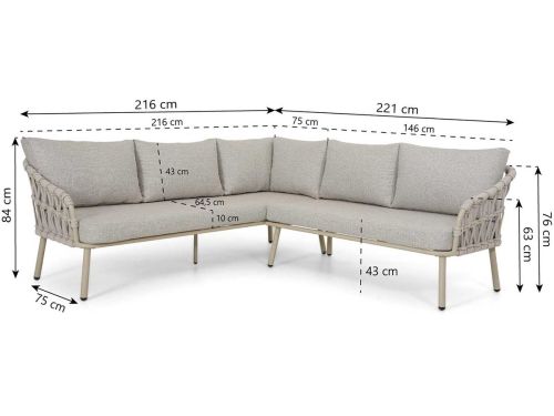 Hoek loungeset Rope Zand/Beige Coco