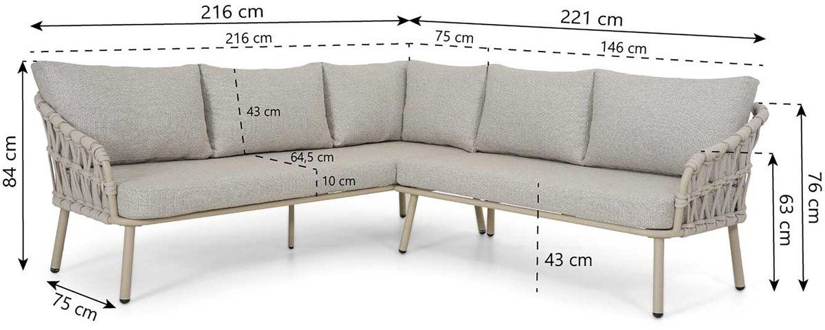 hoek loungeset rope zand/beige coco