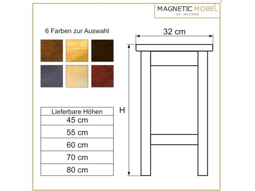Hoge Magnetische Houten Barkruk met Voetensteun - 80 cm Zithoogte