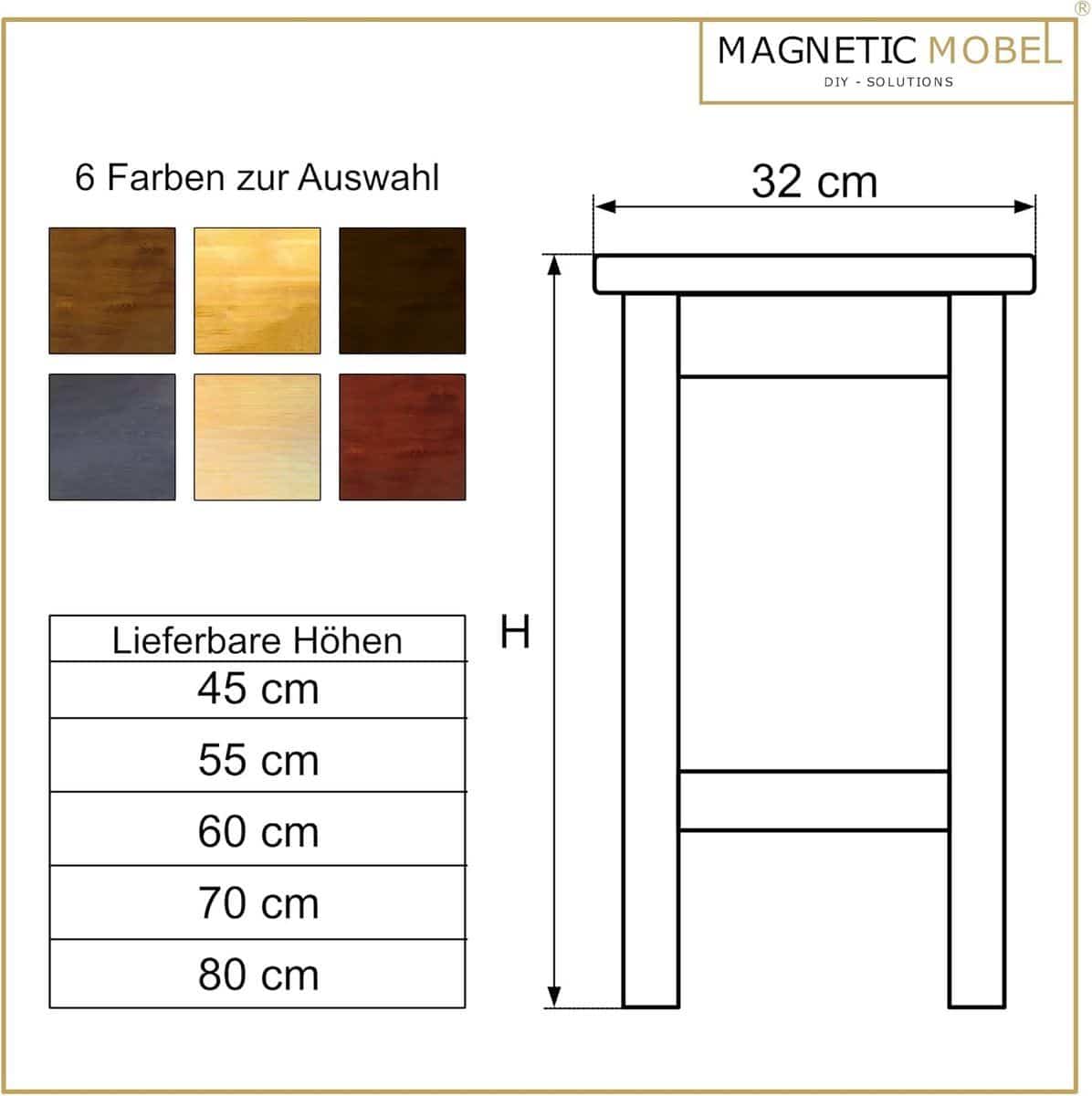 hoge magnetische houten barkruk met voetensteun 80 cm zithoogte