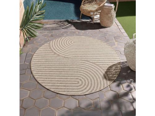 Homebyhome Outdoor Tapijt Rond 120 cm Beige, Weerbestendig en UV