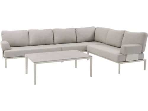 Hong Kong hoek loungeset 4 delig aluminium latte zand