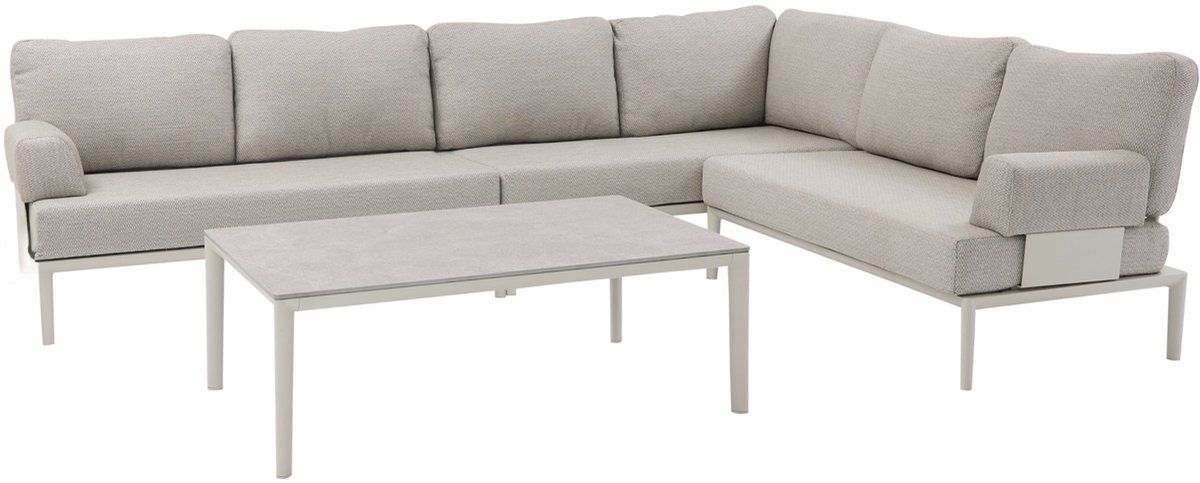 hong kong hoek loungeset 4 delig aluminium latte zand