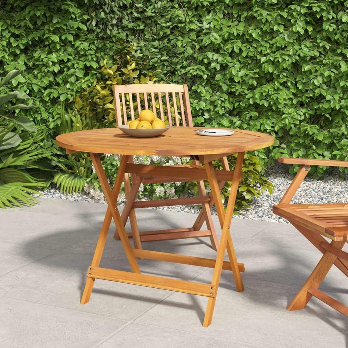 houten klaptafel ronde eettafel buiten dineren duurzame
