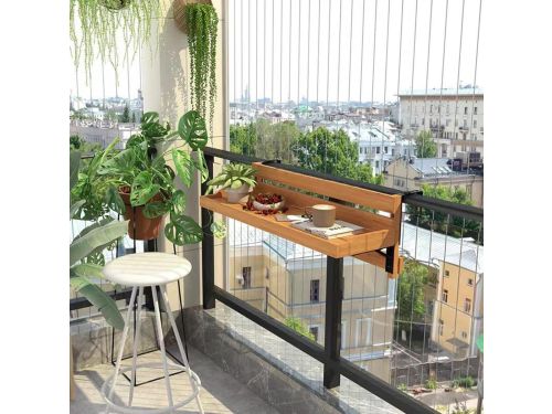 Houten Leuningtafel - Klaptafel Balkon - Ruimte Besparen - Verstelbare