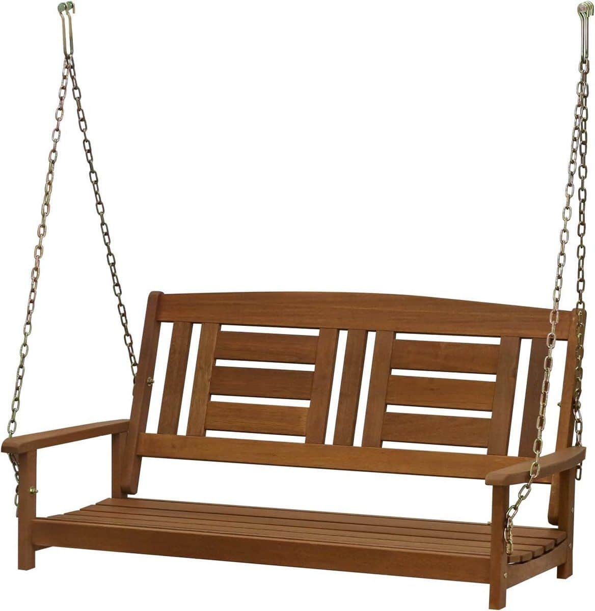 houten schommelbank voor buiten met ketting voor veranda