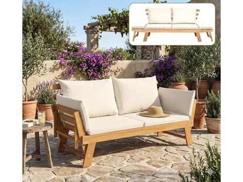 Houten Tuinbank met Ligfunctie 160-205 x 74 x 66 cm
