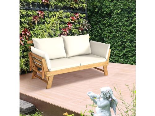 Houten Tuinbank met Ligfunctie 198 x 75 x 75 cm