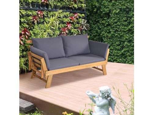 Houten Tuinbank met Ligfunctie 198 x 75 x 75 cm