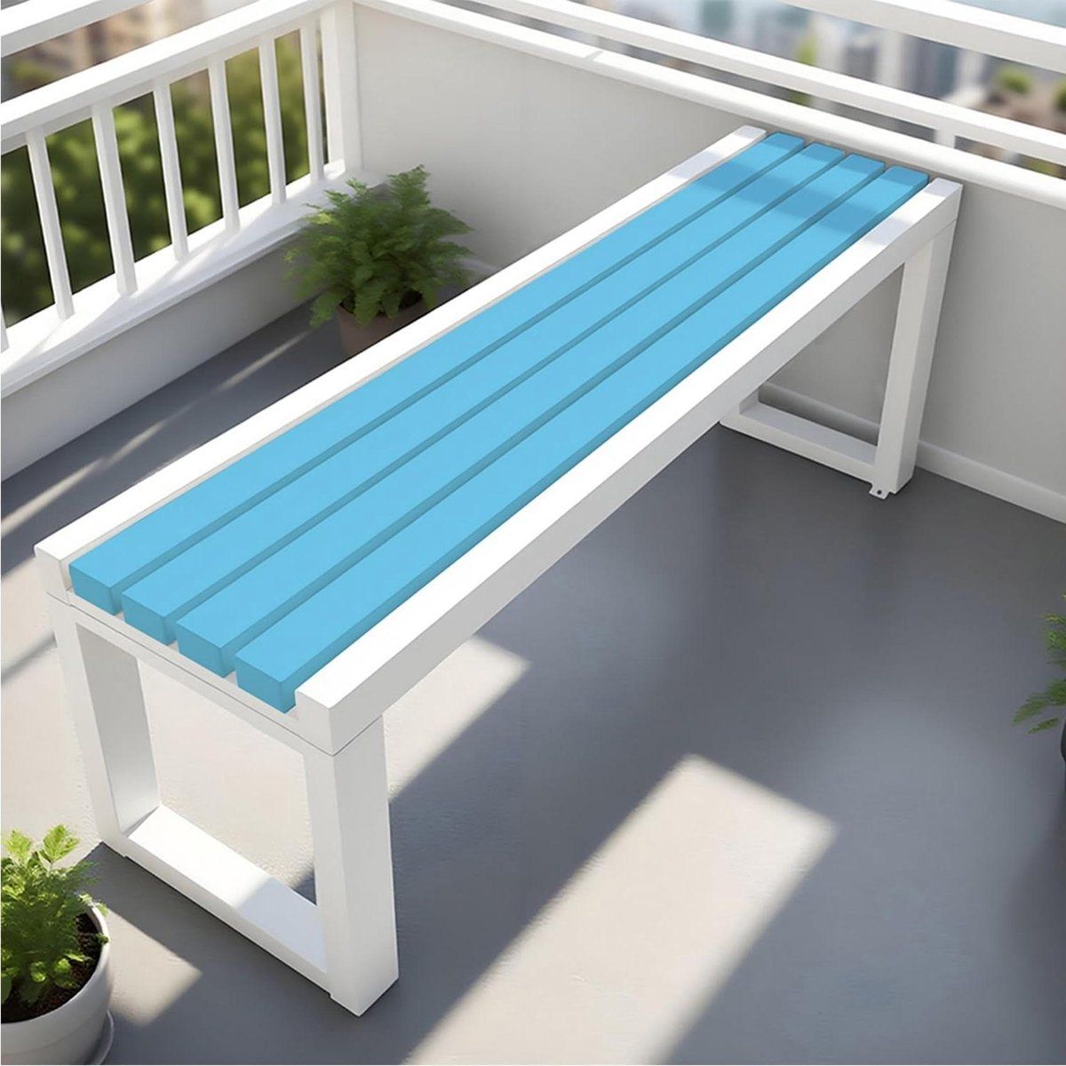 houten tuinbank parkbank zonder rug buiten zitten