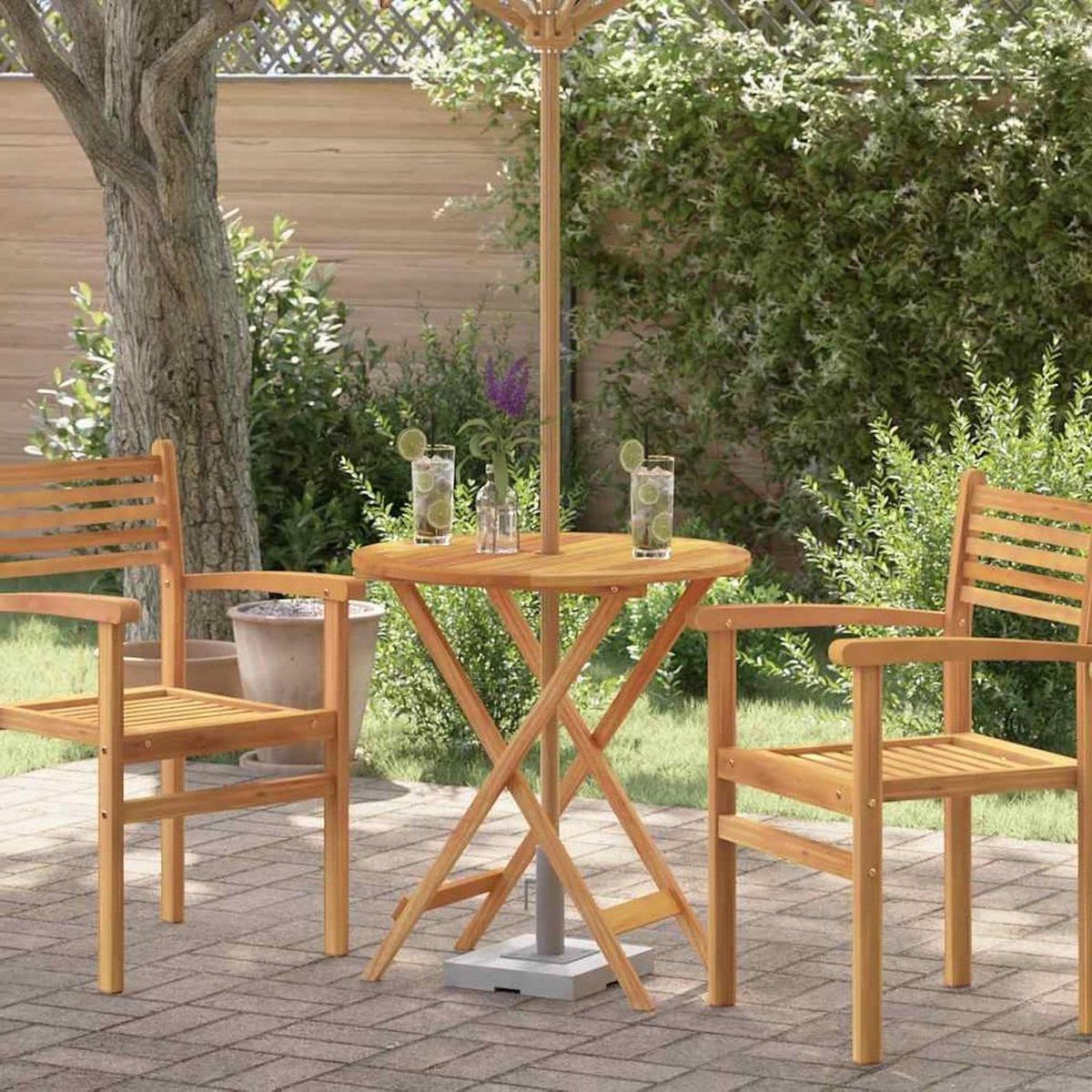 houten tuintafel klaptafel rond buiten dineren inklapbaar