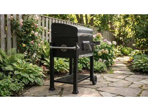 Houtskoolbarbecue Grillwagen met Deksel en Thermometer - House&Garden BBQ Grill