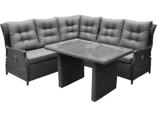 Ibiza premium dining loungeset 4-delig antraciet vlechtwerk