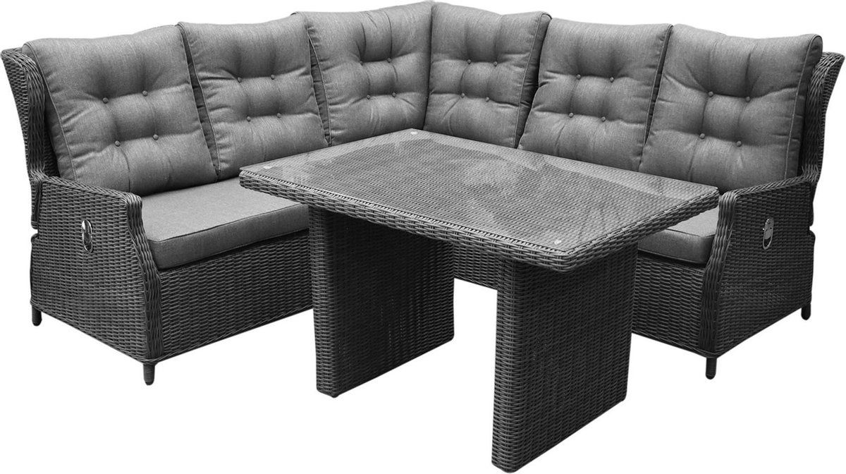 ibiza premium dining loungeset 4 delig antraciet vlechtwerk
