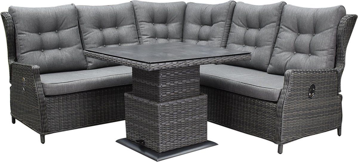 ibiza premium dining loungeset 4 delig verstelbare tafel antraciet