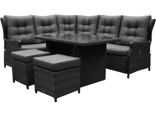 Ibiza premium hoek dining loungeset 6 delig antraciet