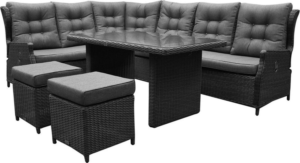 ibiza premium hoek dining loungeset 7 delig antraciet