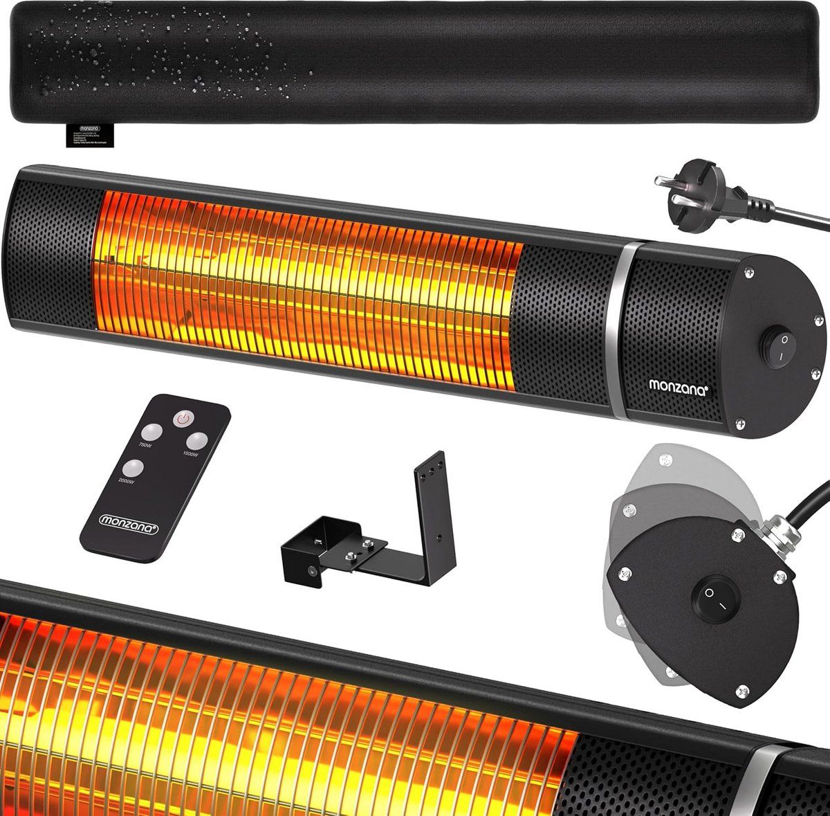 infrarood terrasverwarmer 2000w met afstandsbediening en 90° kantelbaar