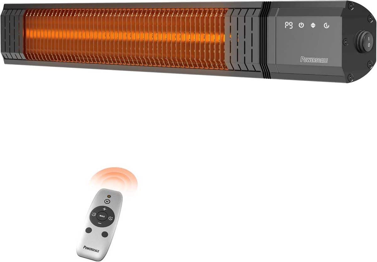 infrarood verwarmingstraler buiten met timer en afstandsbediening, 1500w, ip65