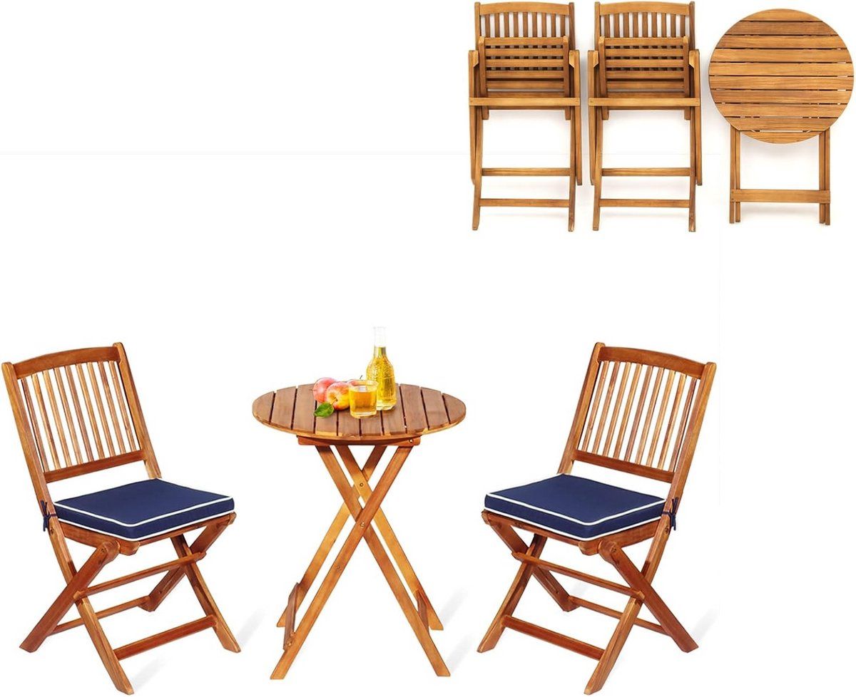 inklapbare balkonset 3 delig met tafel en stoelen tuinmeubelset voor