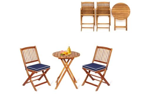 Inklapbare Balkonset 3-delig met Tafel en Stoelen - Tuinmeubelset voor