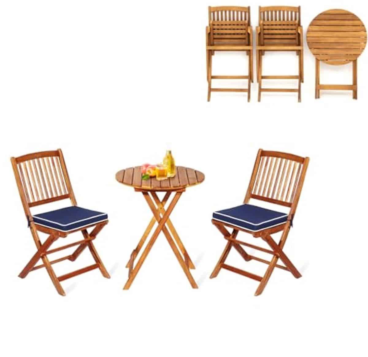 inklapbare balkonset 3 delig met tafel en stoelen tuinmeubelset voor