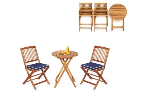 Inklapbare Balkonset 3-delig met Tafel en Stoelen - Tuinmeubelset voor