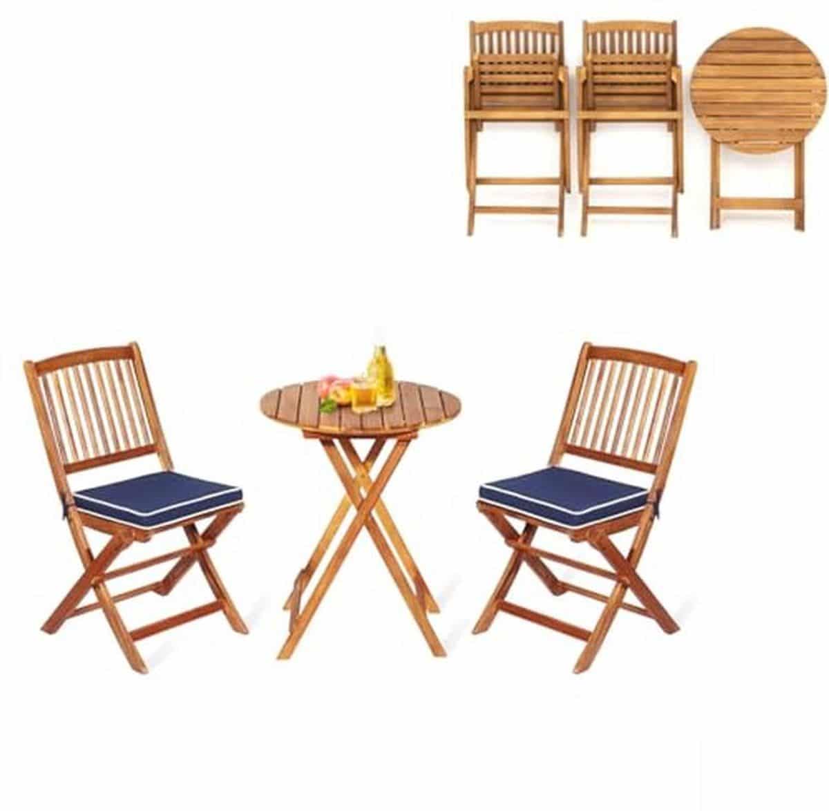 inklapbare balkonset 3 delig met tafel en stoelen tuinmeubelset voor