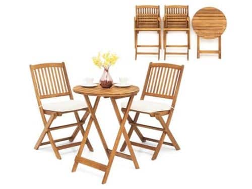 Inklapbare balkonset met tafel en 2 stoelen voor tuin of
