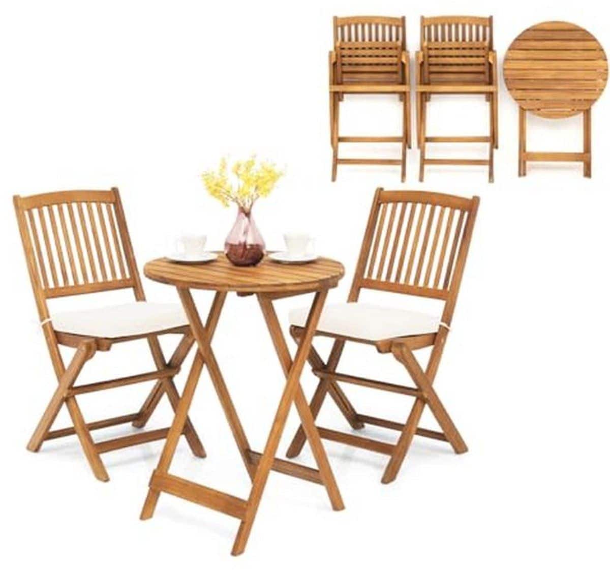inklapbare balkonset met tafel en 2 stoelen voor tuin of
