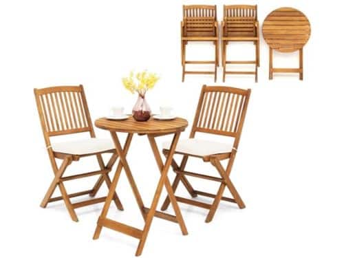 Inklapbare balkonset met tafel en 2 stoelen voor tuin of