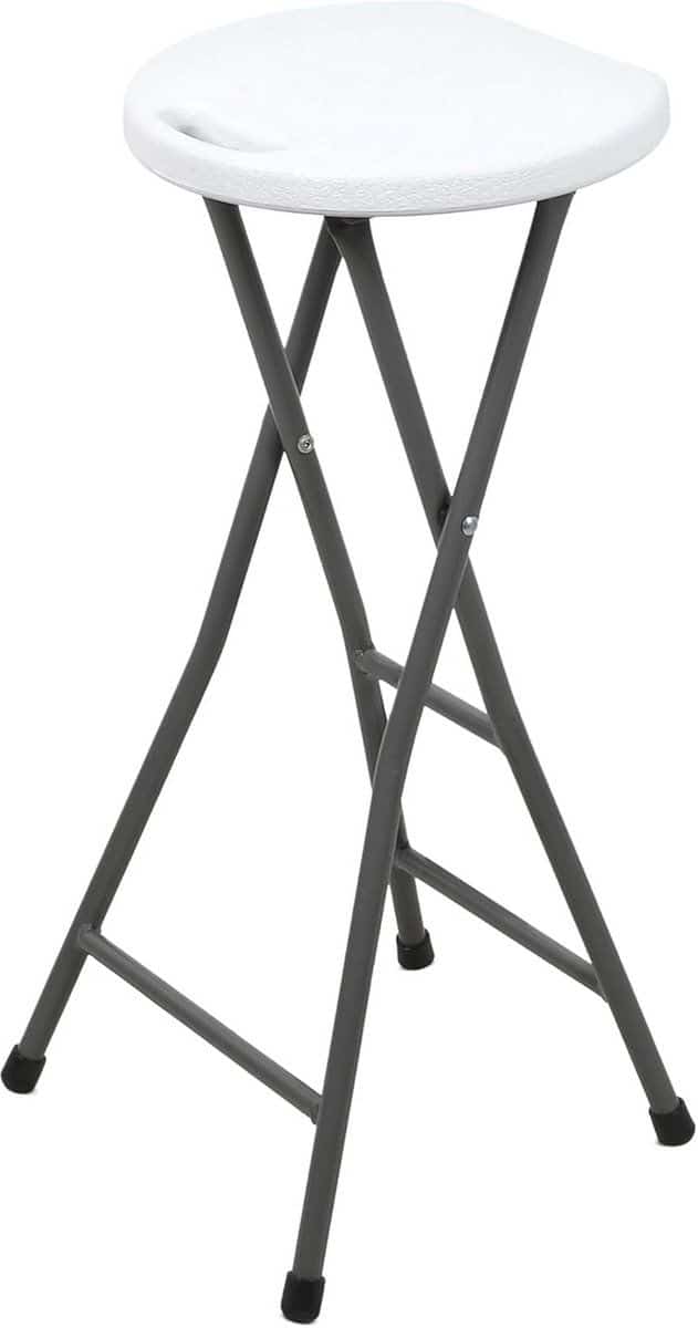 inklapbare barkruk met metalen frame en kunststof zitting