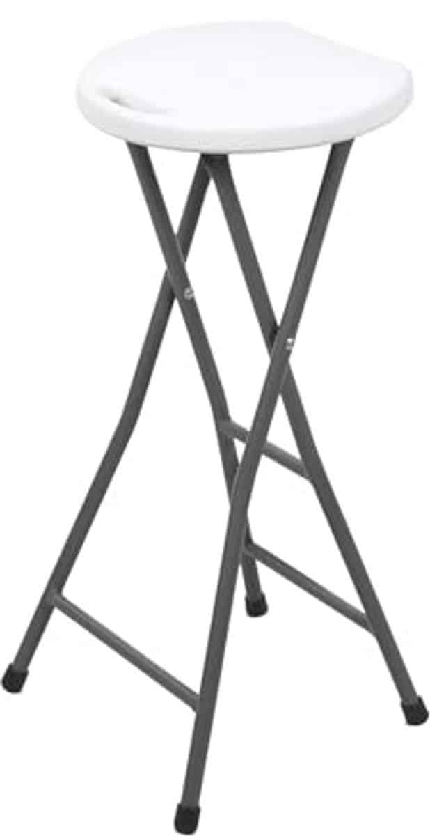 inklapbare barkruk met metalen frame en kunststof zitting