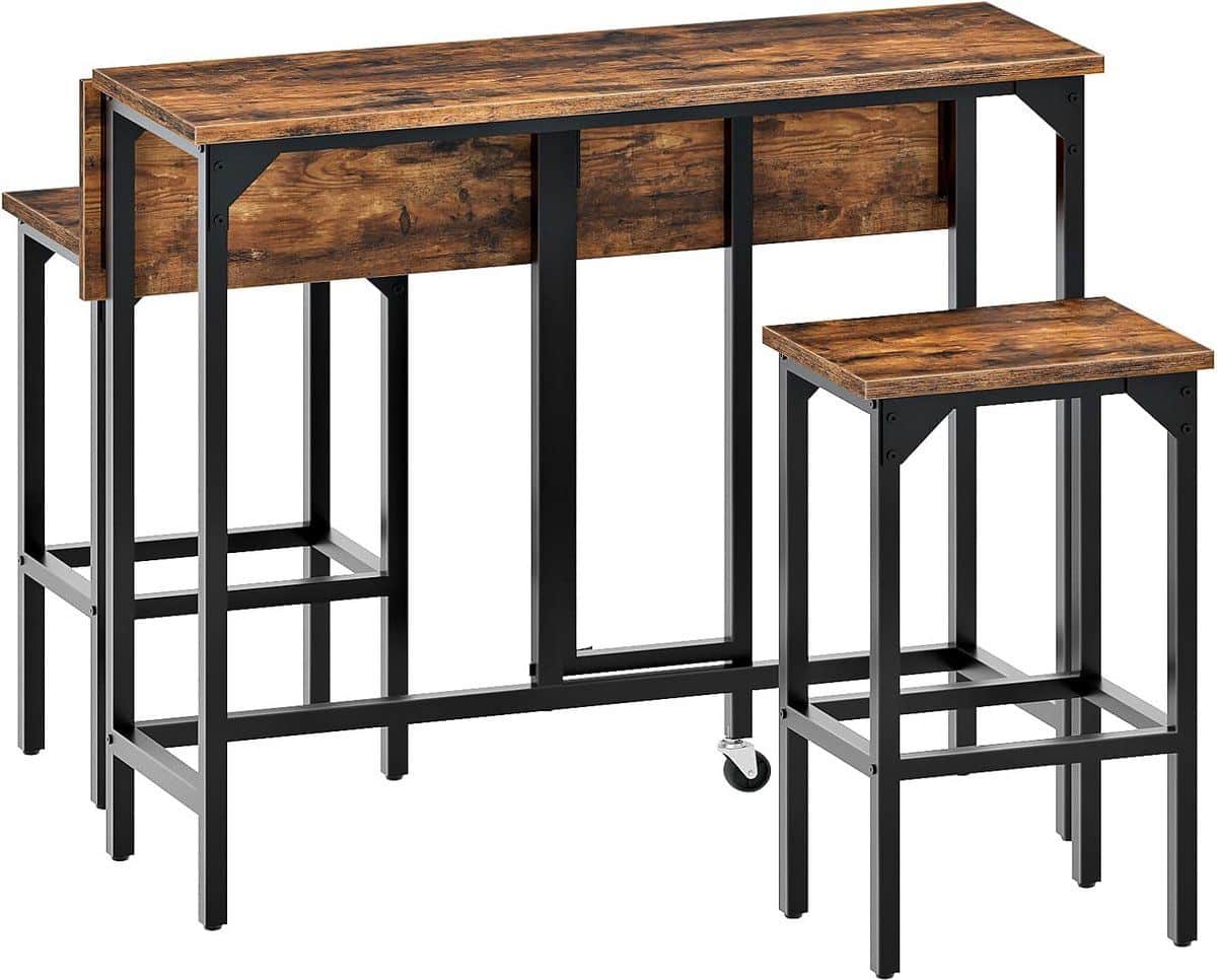 inklapbare bartafel met krukken industrieel design compacte barset