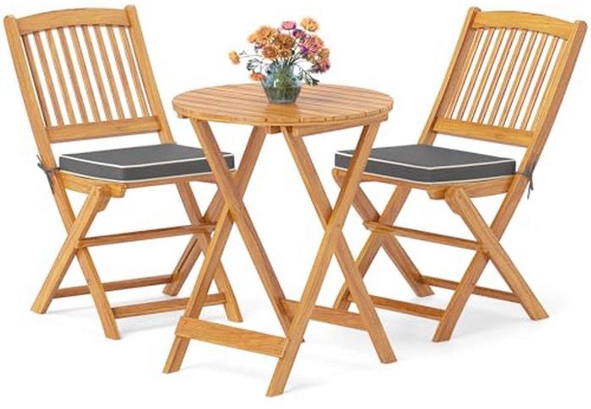 inklapbare bistroset voor balkon met 2 stoelen en ronde tafel