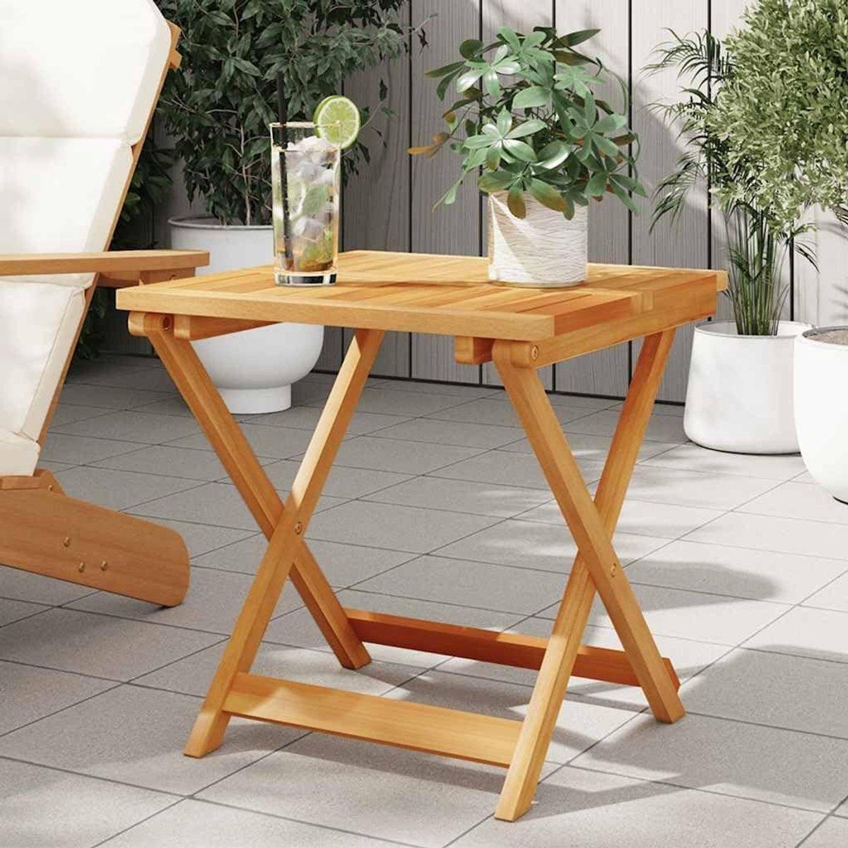 inklapbare tuintafel houten bijzettafel buiten genieten massief